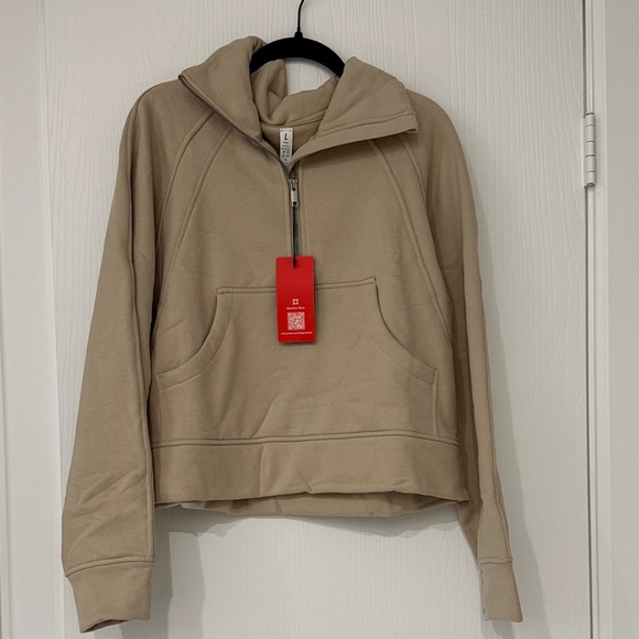 The Gym People Sweaters - Tan Mock Neck Sweater with Thumbholes